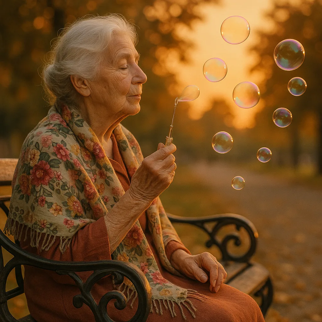 Older Woman with Silver Hair Draped in a Shawl