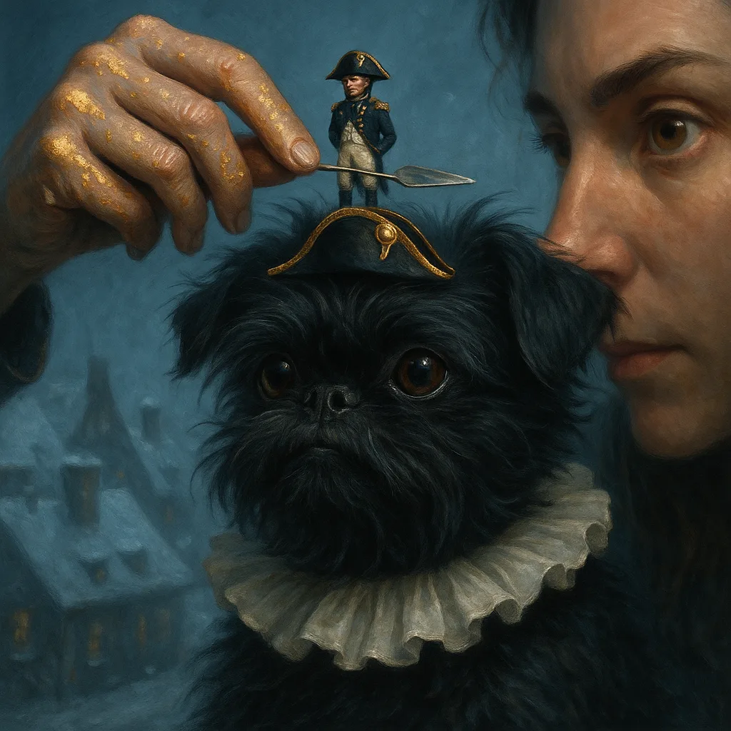 Artist's Gold-detailed Hand Adjusts a Tiny Cocked-hat Admiral
