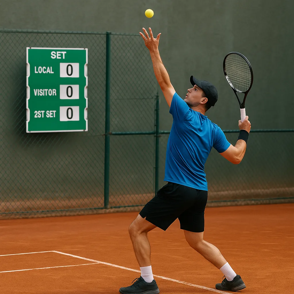 Tennis Player in a Blue Shirt