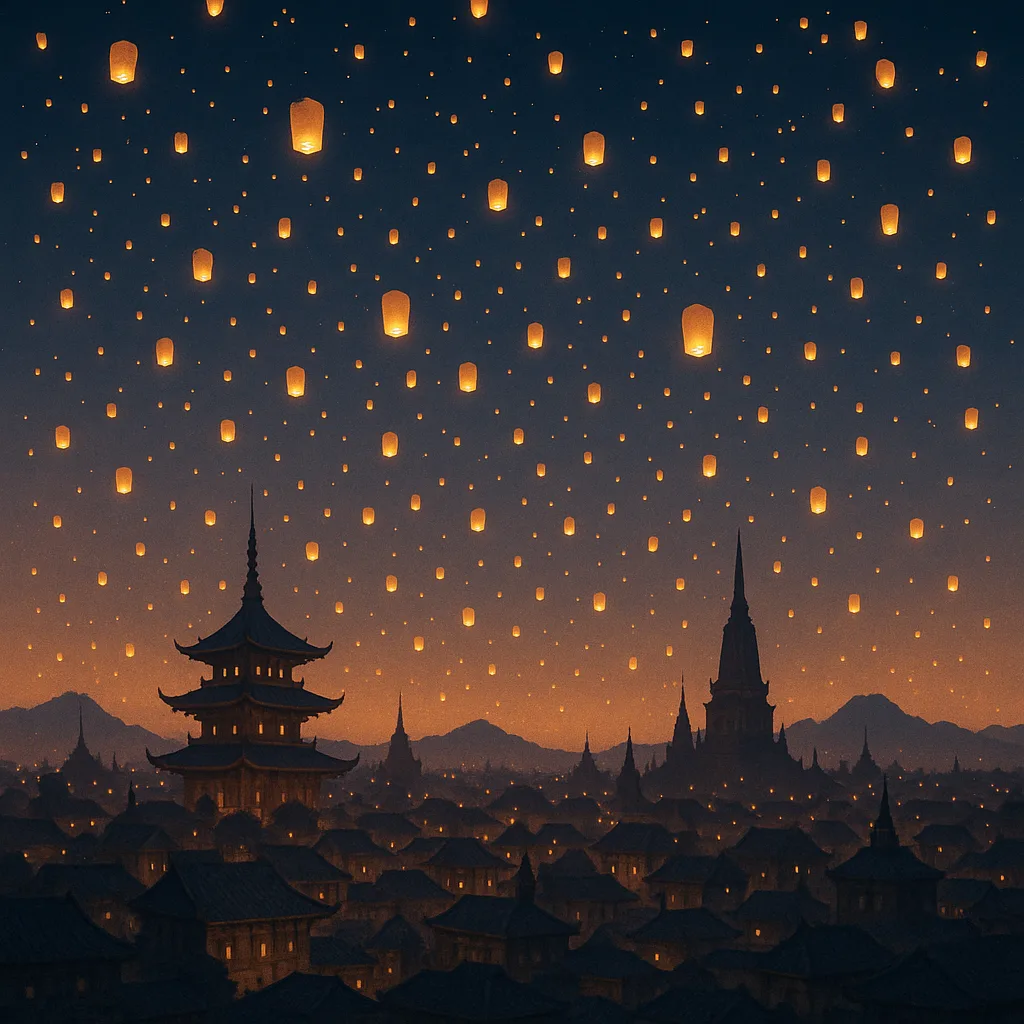 Thousands of Glowing Lanterns Drift Skyward