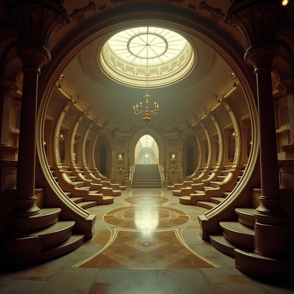 Rococo Space Station Interior in Ultra Wide Cinema
