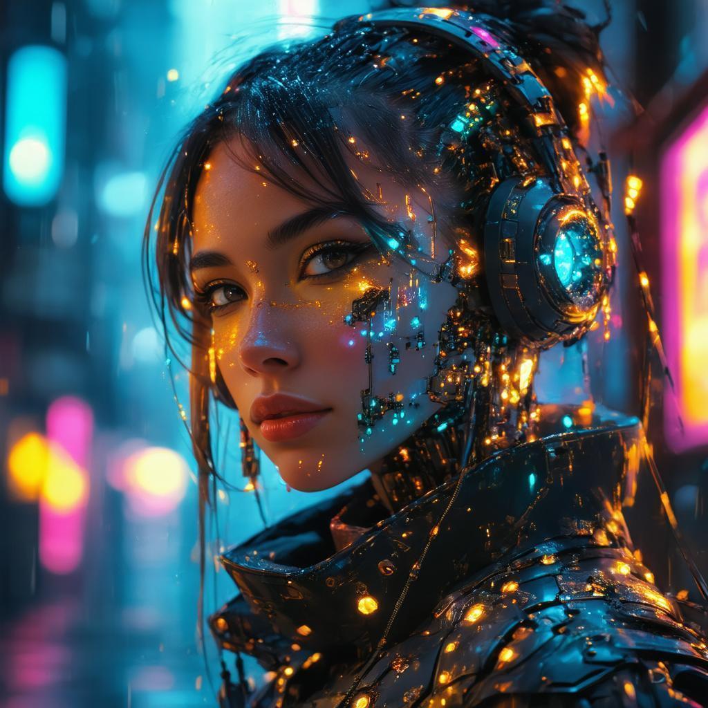 Cassiopeia Glowing With Neon Circuit Enhancements