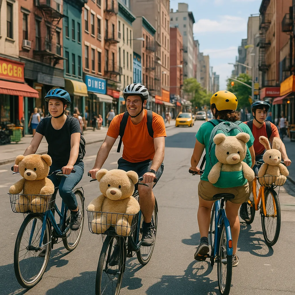 Lively City Street Filled with Cyclists