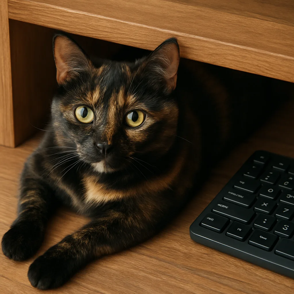 Tortoiseshell Cat Lying Partially