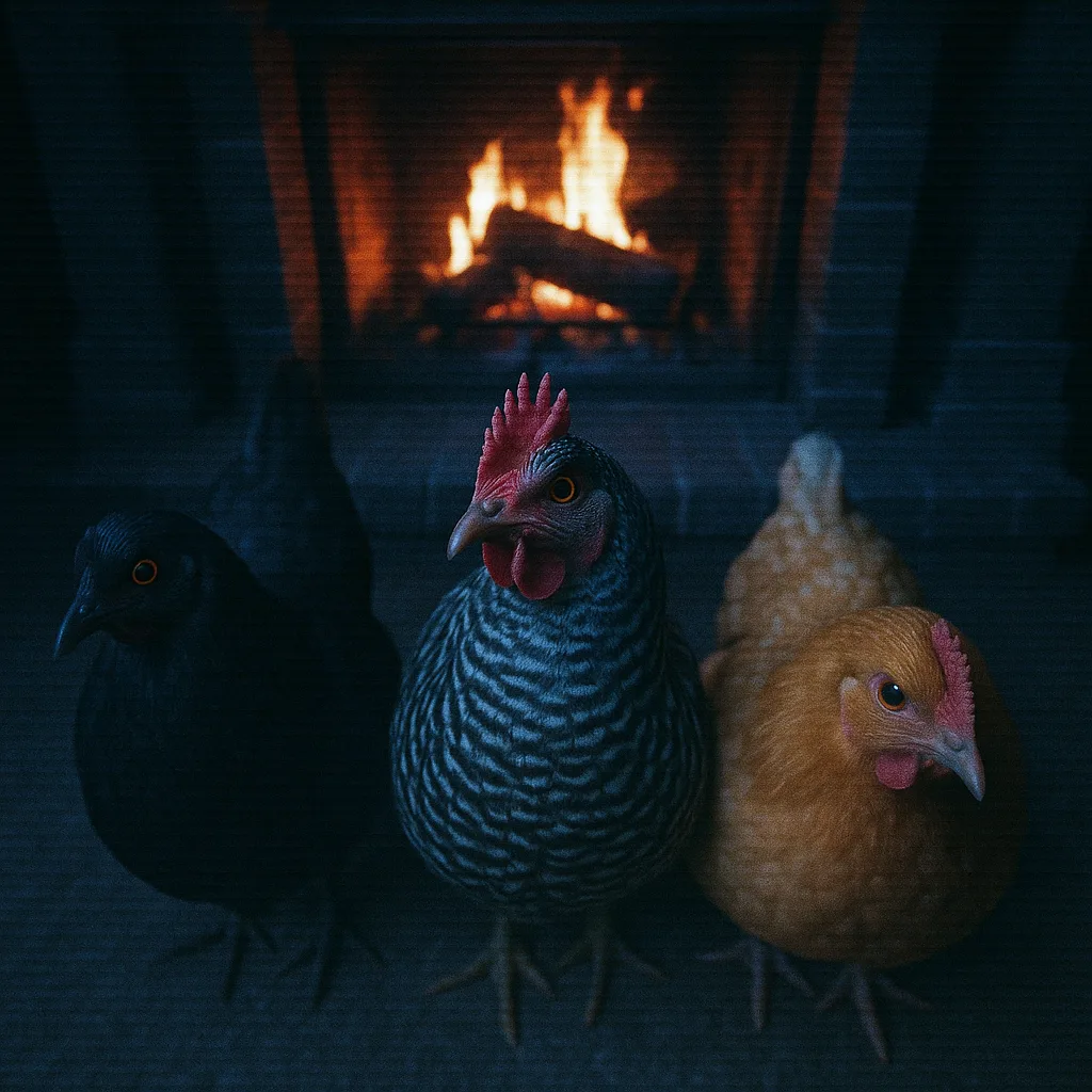 Three Distinct Hens—a Sleek Solid Black One