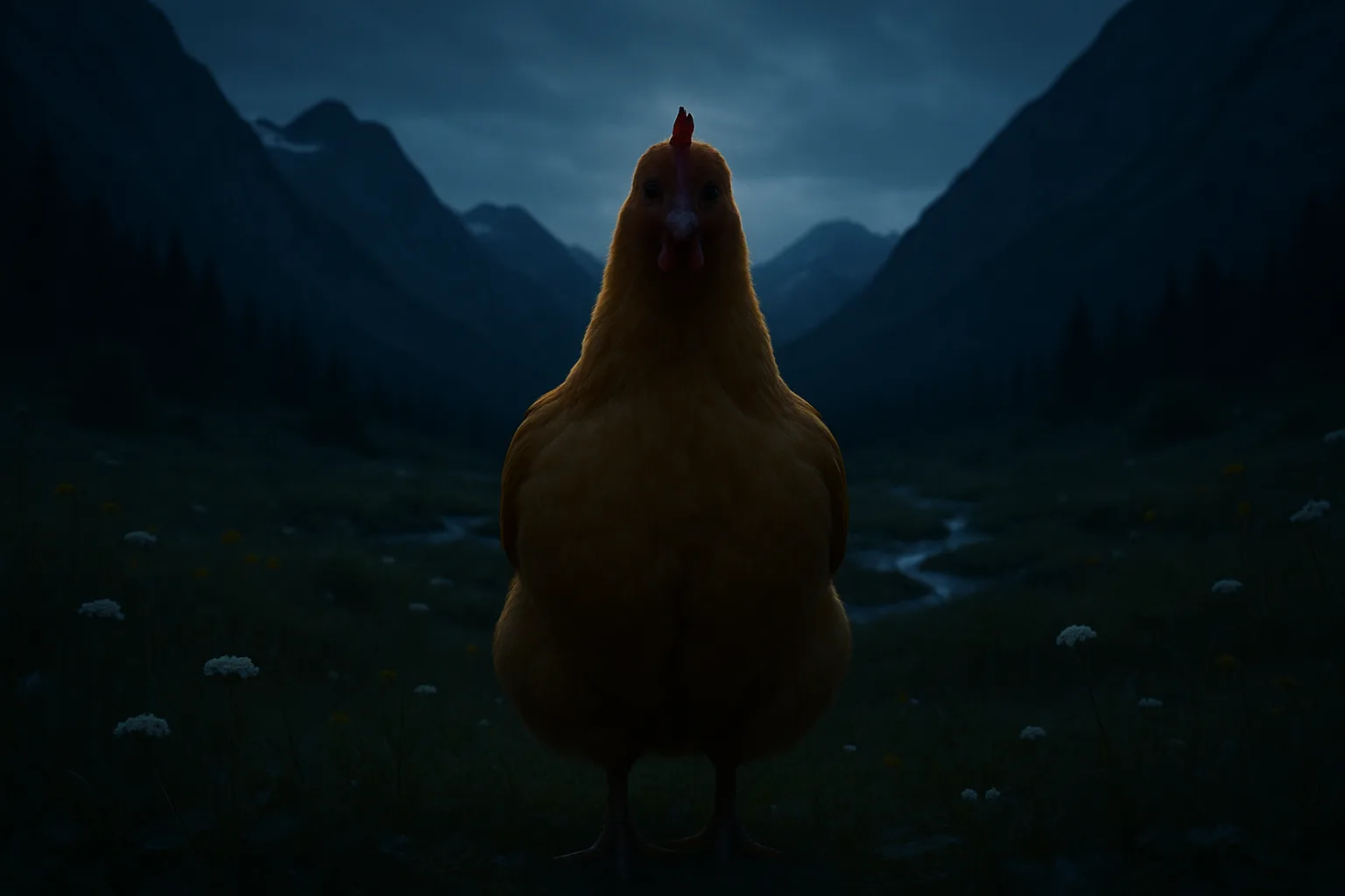Solitary Golden Buff Hen