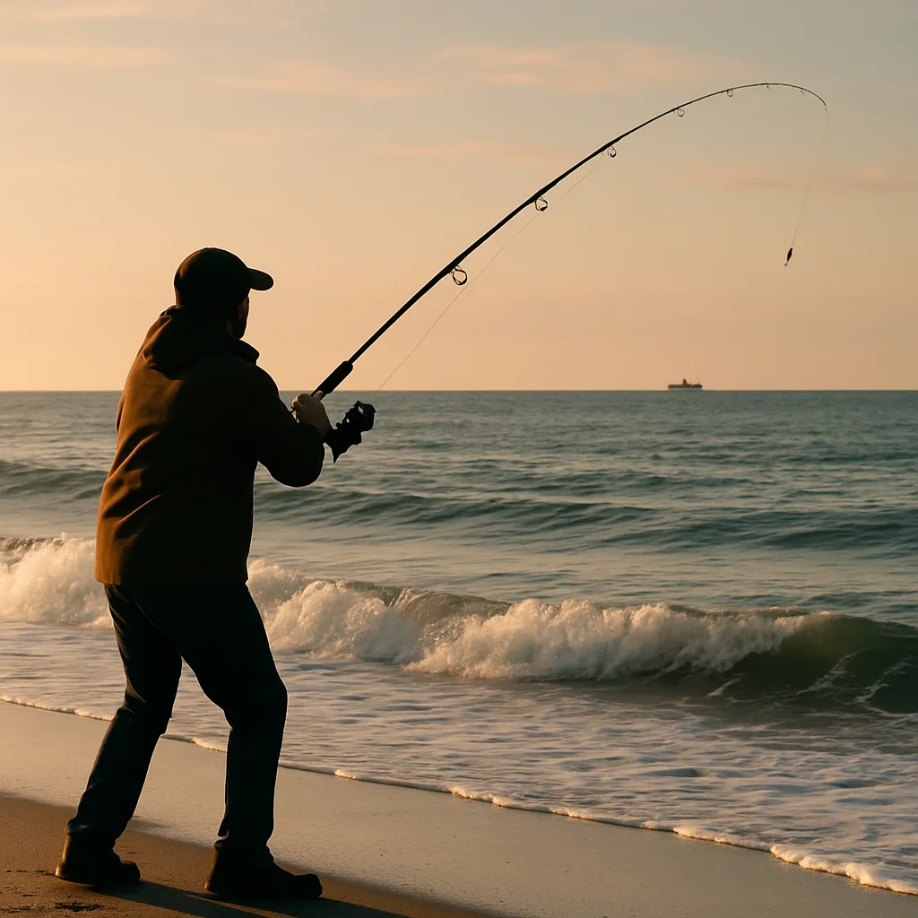Figure Tossing a Fishing Line into the Water