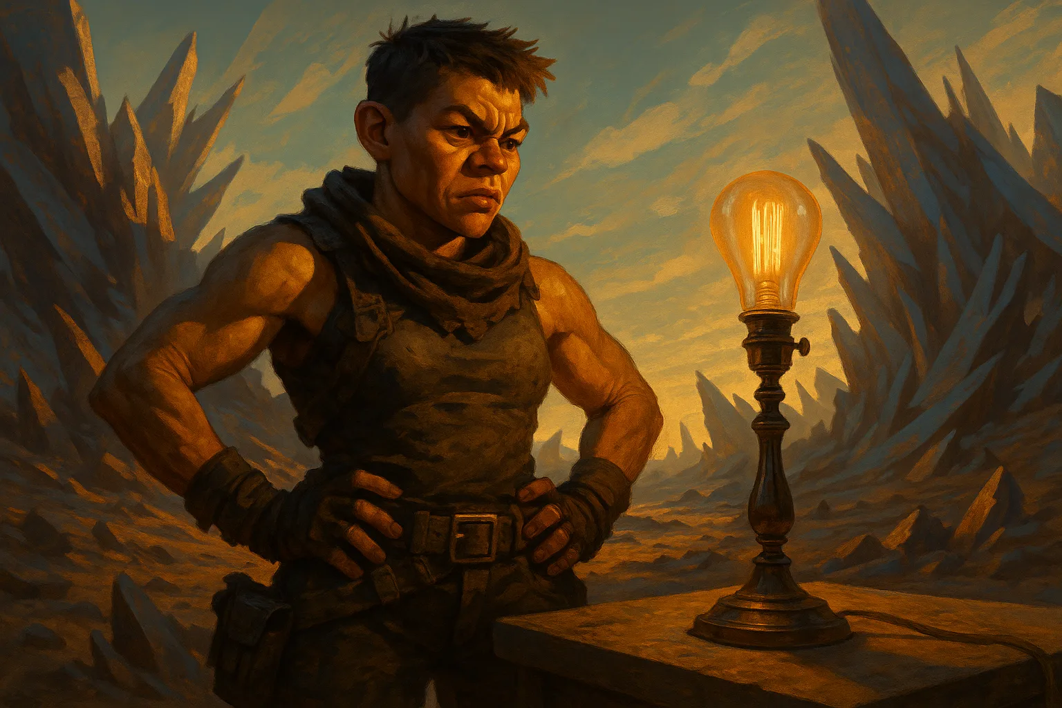 Post-apocalyptic Educator—their Athletic Form Striking a Confident Hands-on-hips Pose