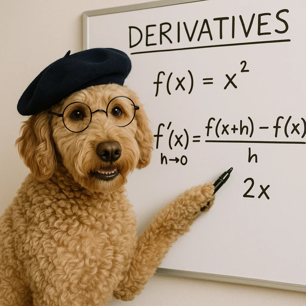 Describe a Tan Labradoodle with Round Glasses