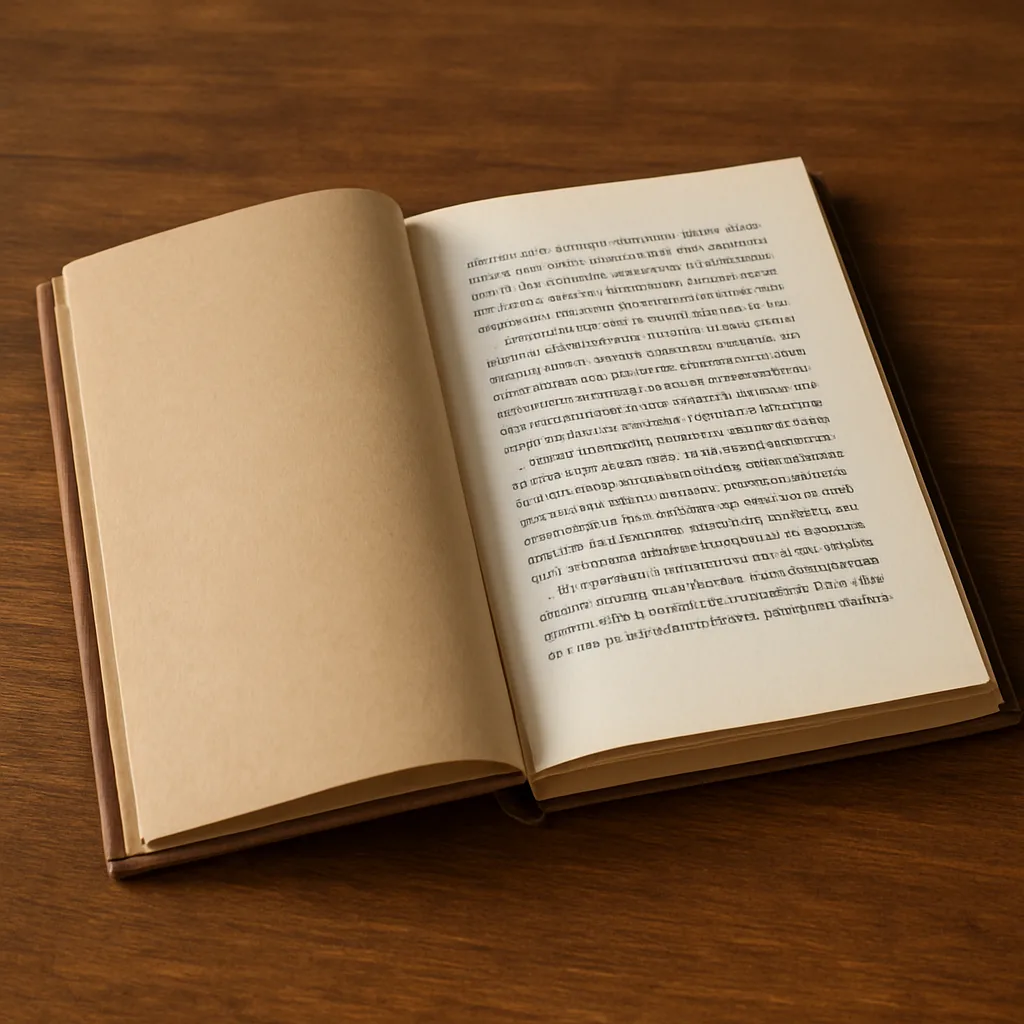 Book Lying Open on a Wooden Table