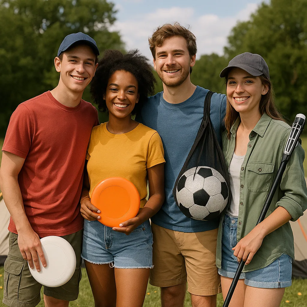 Group of People Standing Outdoors on Grass near a Tent