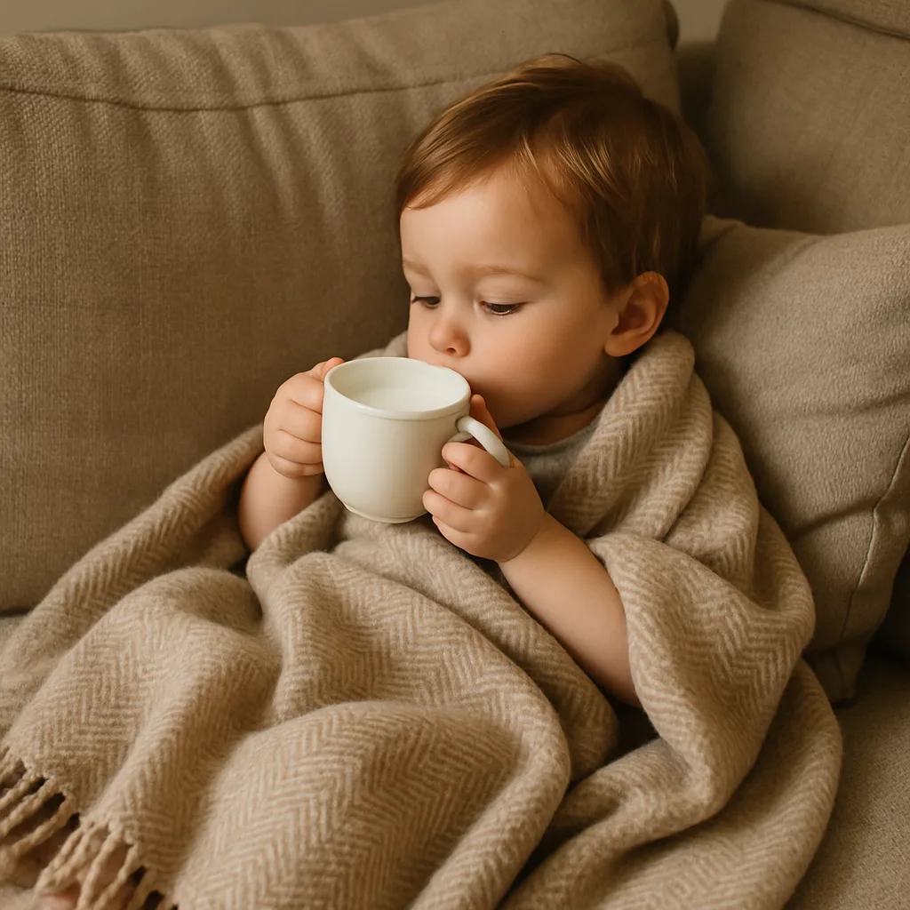Young Child Curled Up on a Sofa