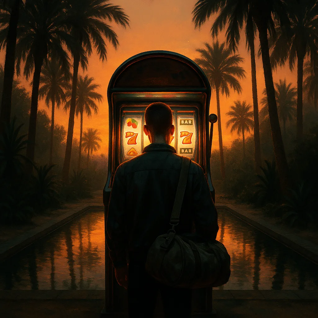 Young Adult with a Buzz Cut and Duffel Bag Stands