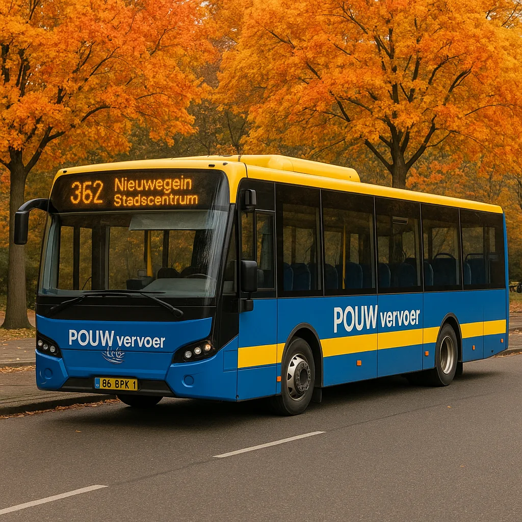 Blue and Yellow City Bus Parked on a Street