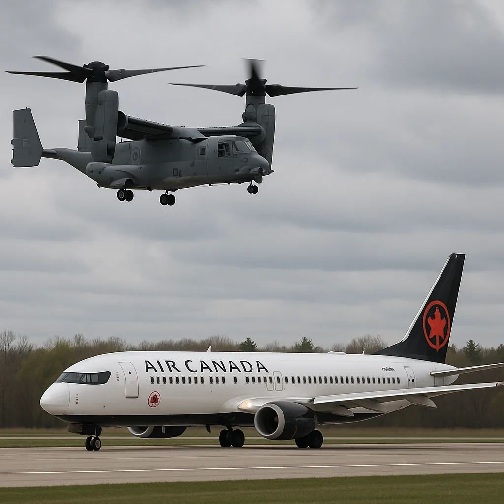 Military Tilt-rotor Aircraft Hovers