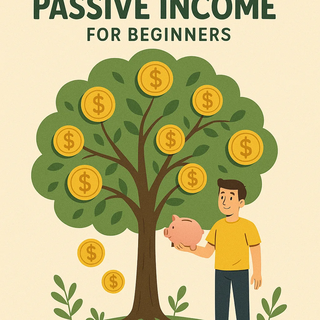 Man Stands Beneath a Money Tree with a Piggy Bank