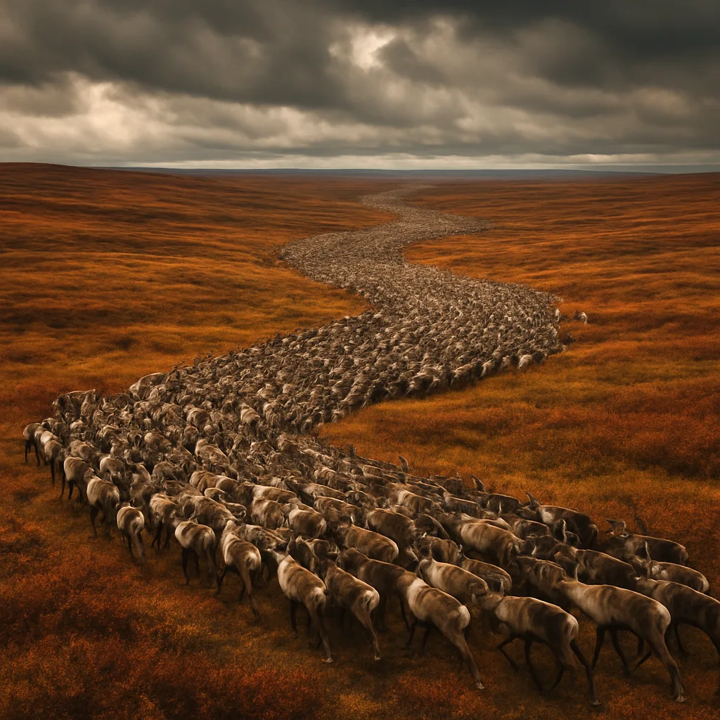 Vast Migration of Thousands of Caribou Flows Like a River