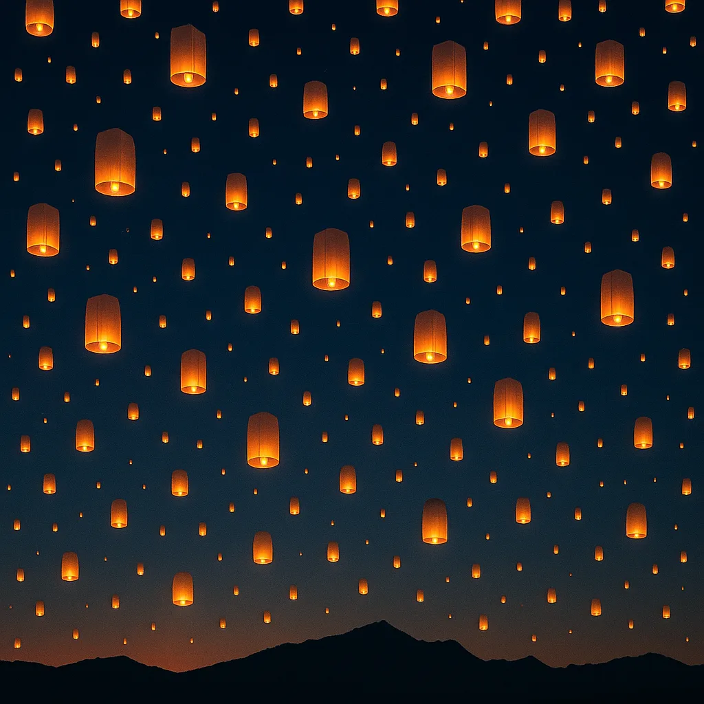 Hundreds of Glowing Paper Lanterns Ascend