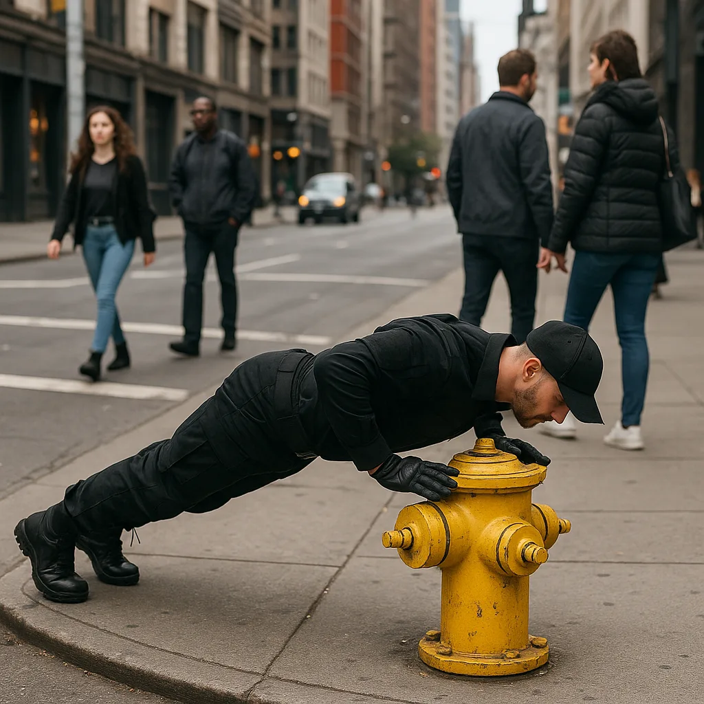 Man in Black Tactical Clothing Performs Push-ups