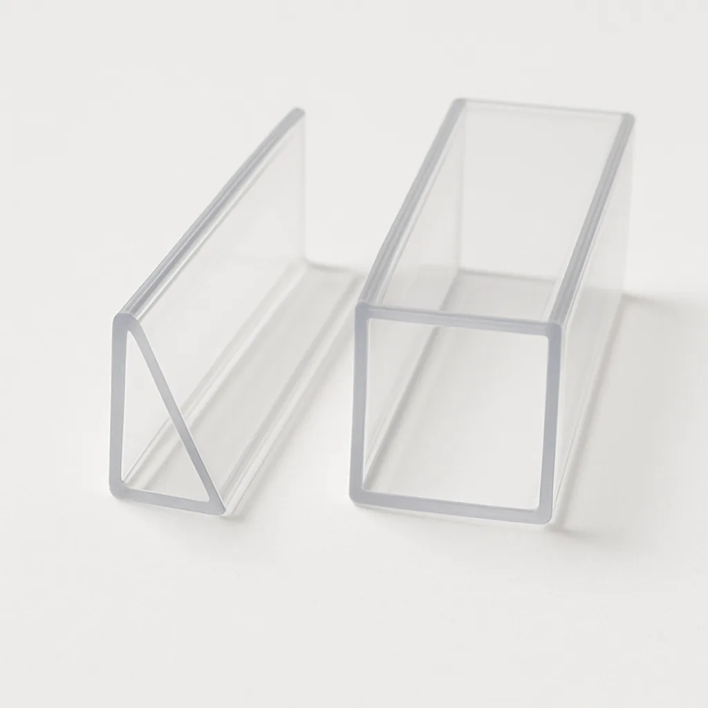 Two Clear Plastic Profiles with Angular and Rectangular Shapes