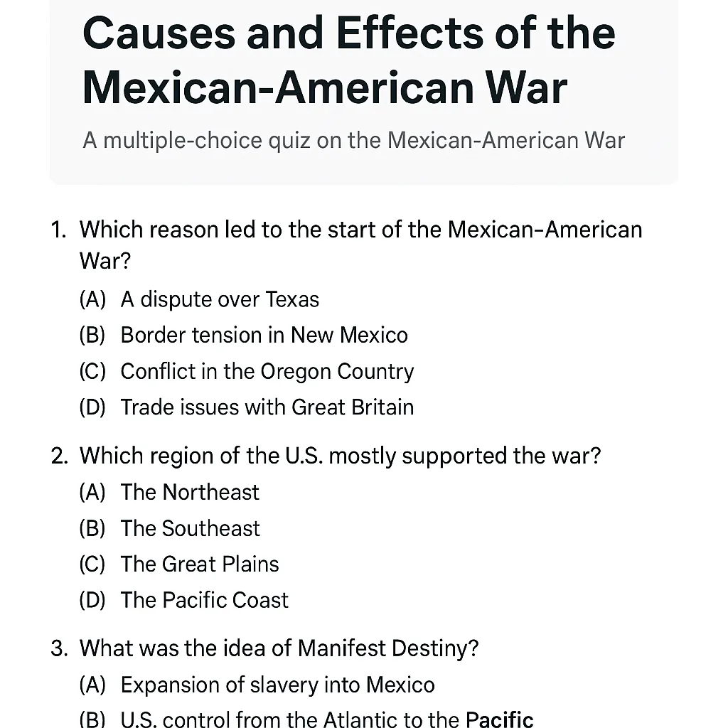 Webpage Featuring a Multiple-choice Quiz on the Causes