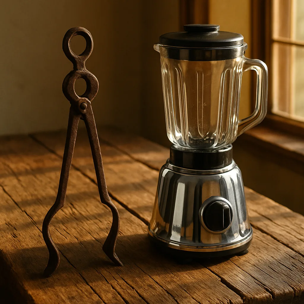 Subtly Rusted Antique Fire Tong Made of Cast Iron Rests
