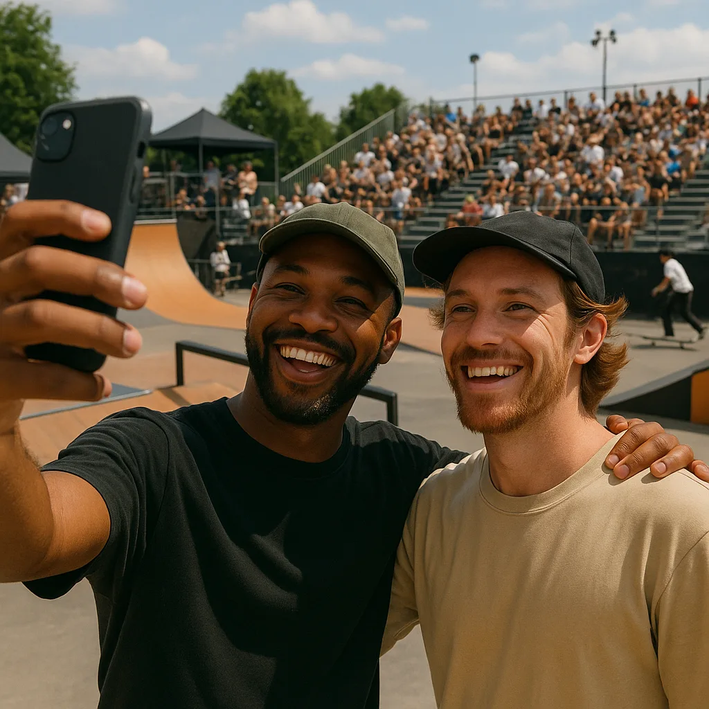 Two Men Pose for a Selfie at an Outdoor