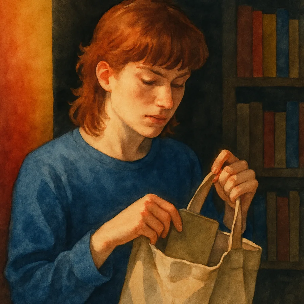 Softly Watercolored Young Adult with a Mullet Glances