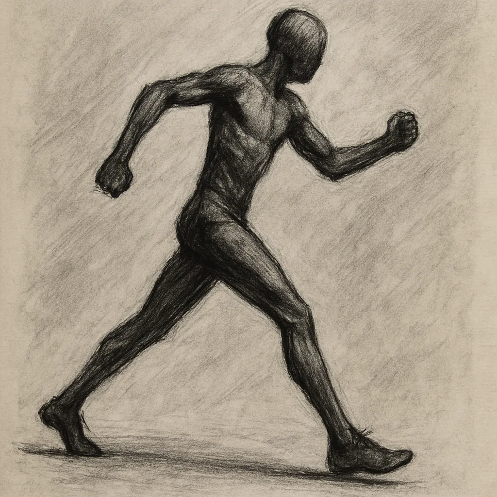 Figure Is Depicted in the Midst of Movement
