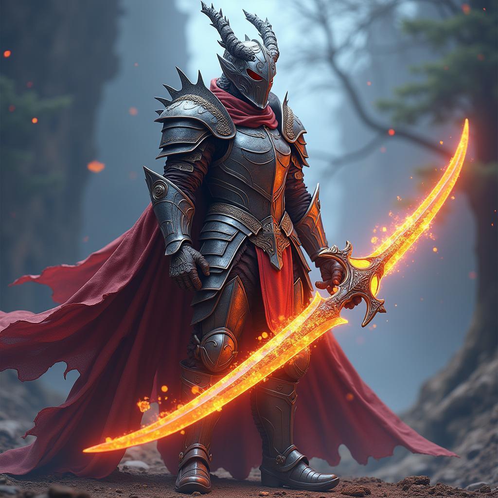 Enchanted Dragon Armor and the Glowing Sword