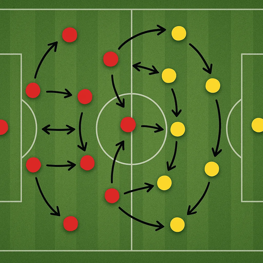 Soccer Tactics Diagram Displaying Two Teams