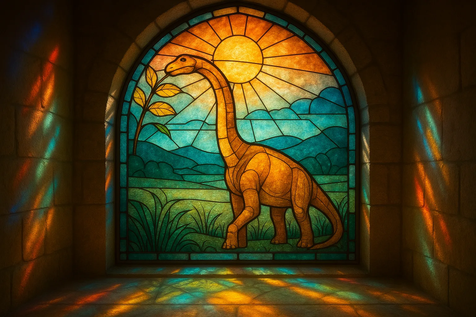 Luminous Stained Glass Artwork