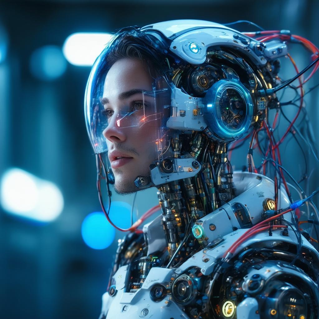 Cinematic Paramedic Cyborg Wired With Intricate Gadgets