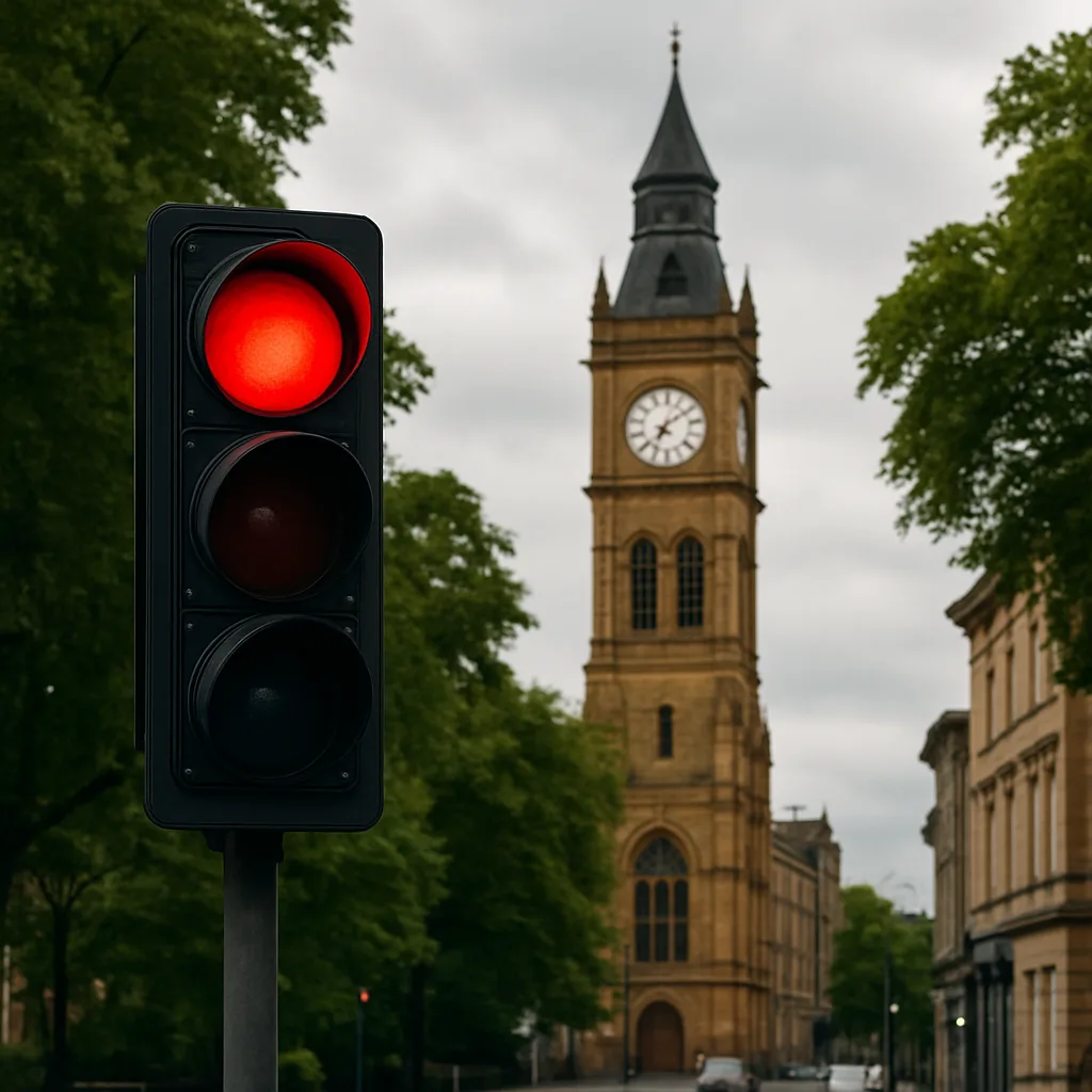 Red Traffic Light on a Street