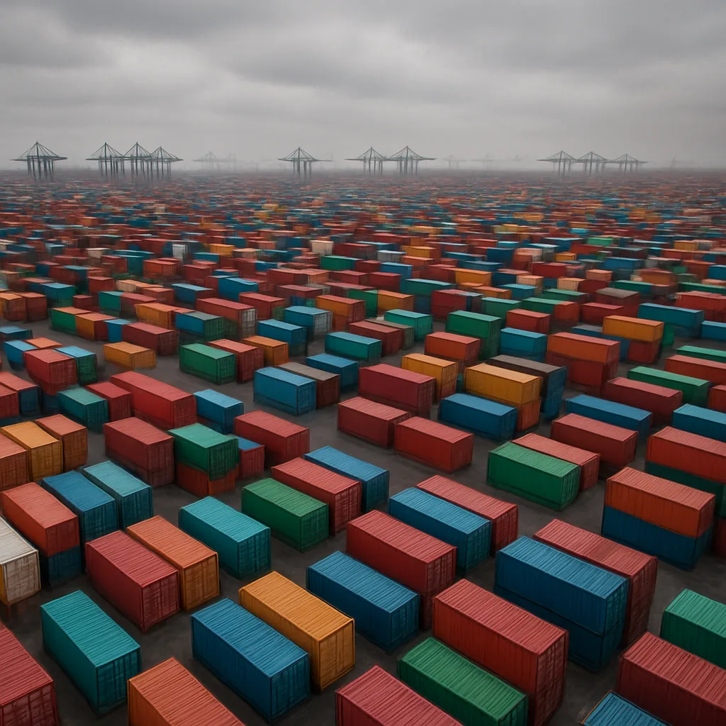 Vast Array of Shipping Containers in Myriad Colors Forms