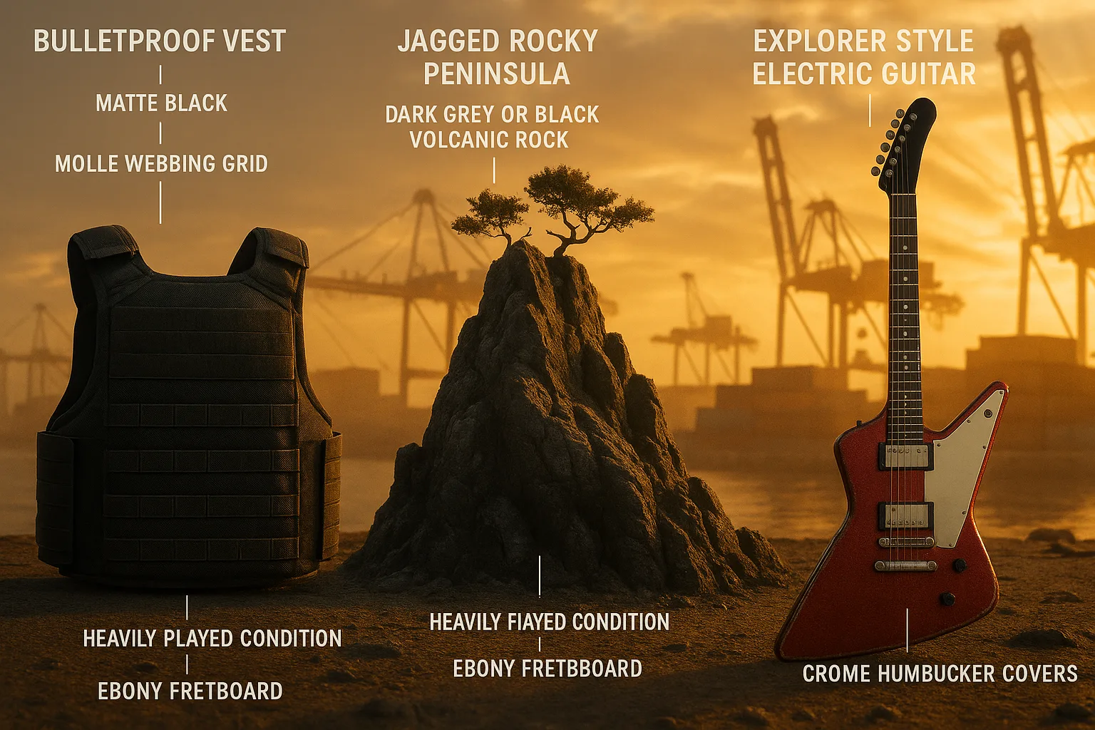 Three Distinct Subjects—a Matte Black Bulletproof Vest