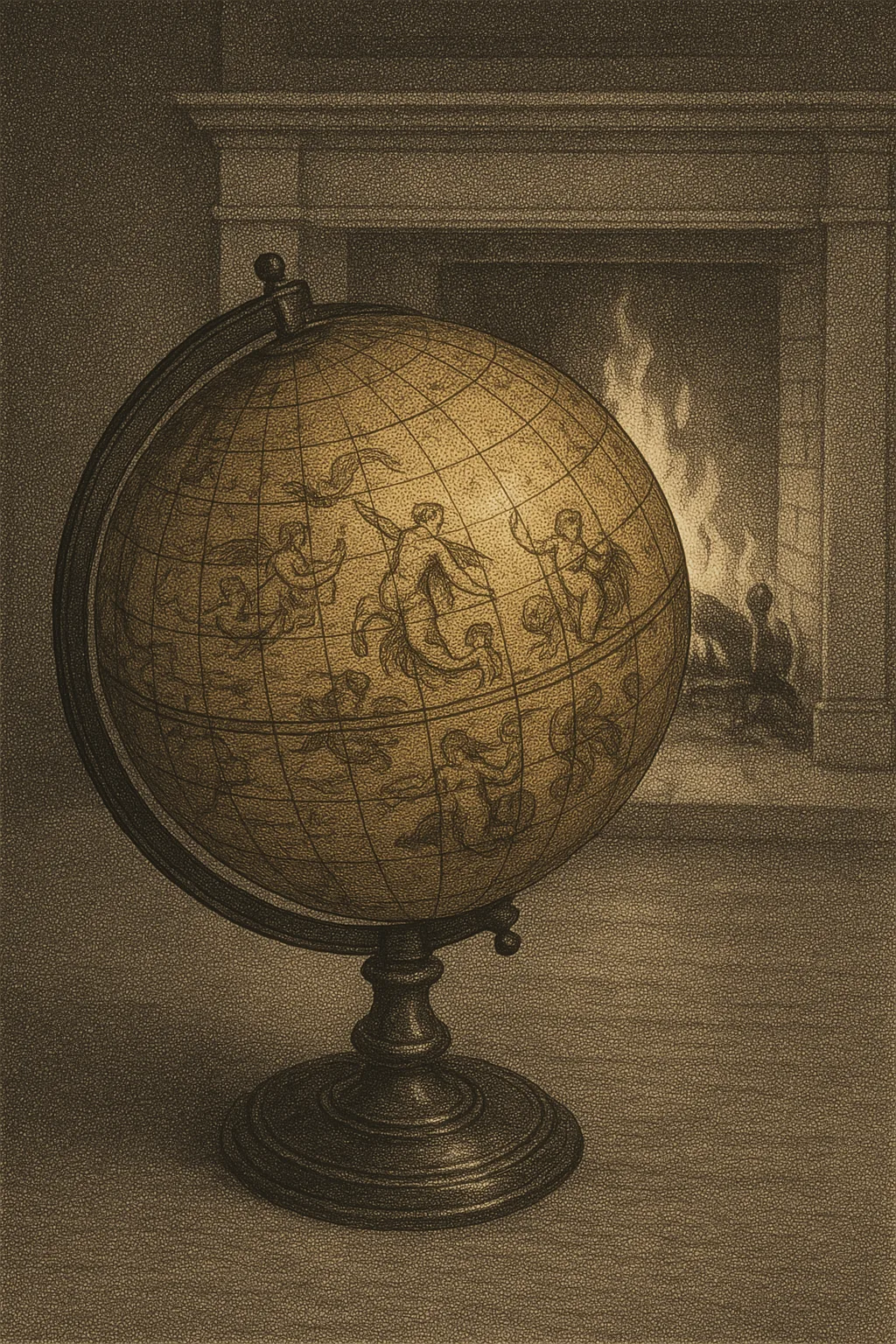 Solitary 17th-century Dutch Golden Age Style Antique Globe