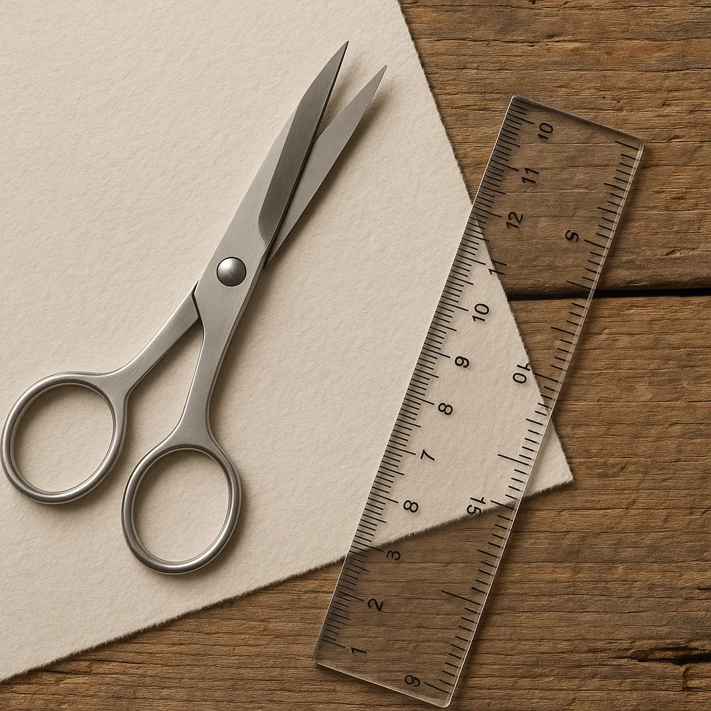 Smooth Steel Scissors and Clear Acrylic Ruler Cut