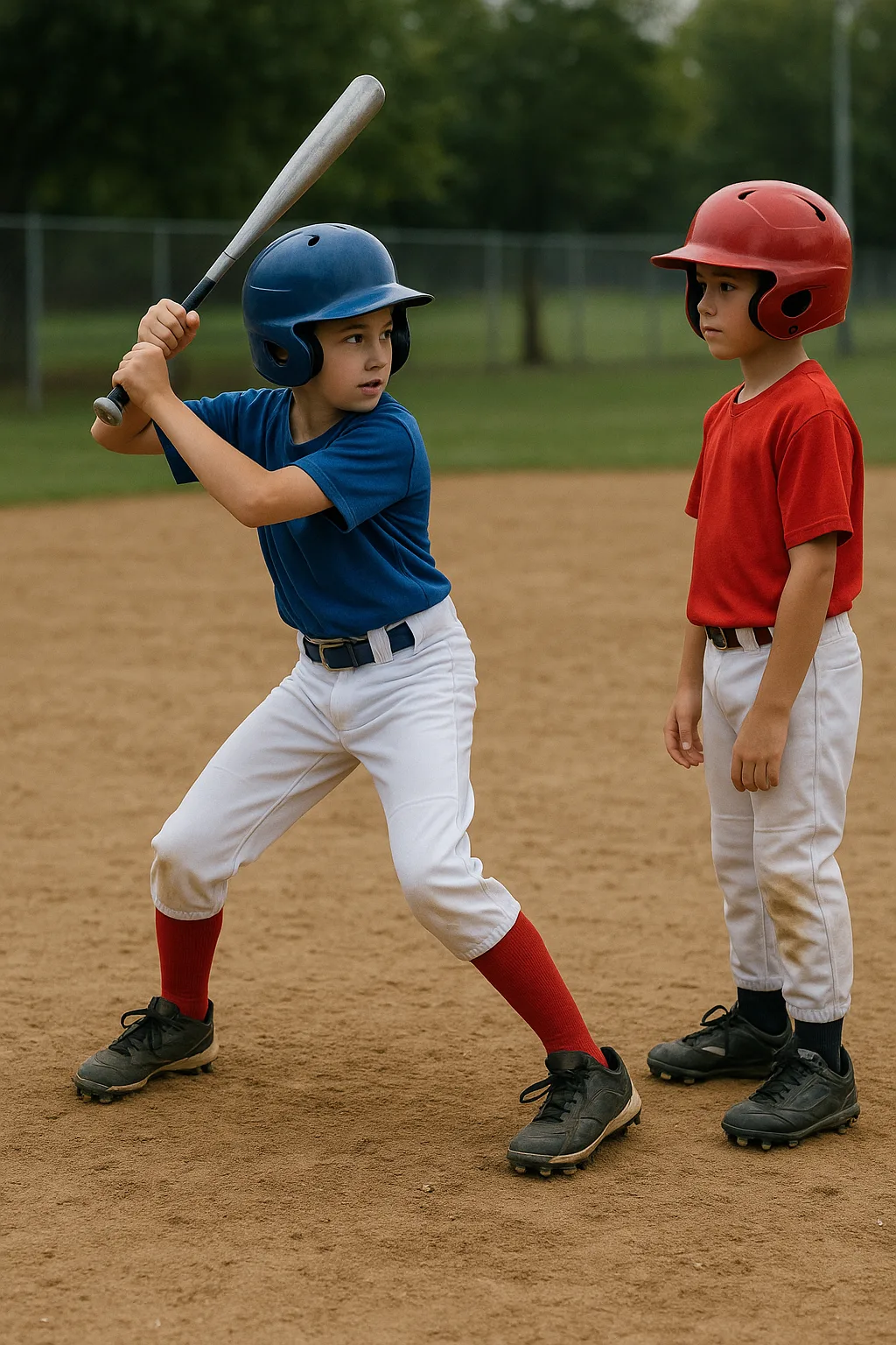 Young Baseball Player in a Batting Stance Prepares