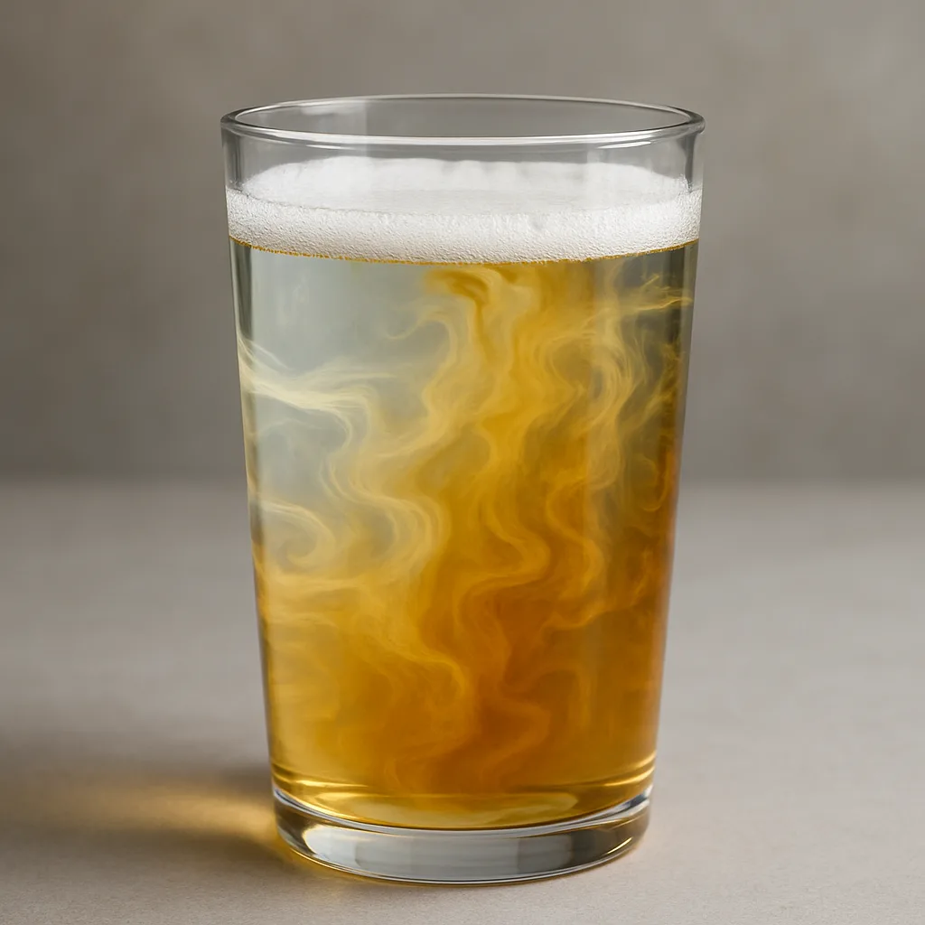 Transparent Glass Containing a Mixture of Beer and Water