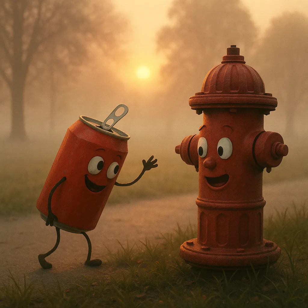 Misty Morning Scene Showcasing a Cheerful Encounter