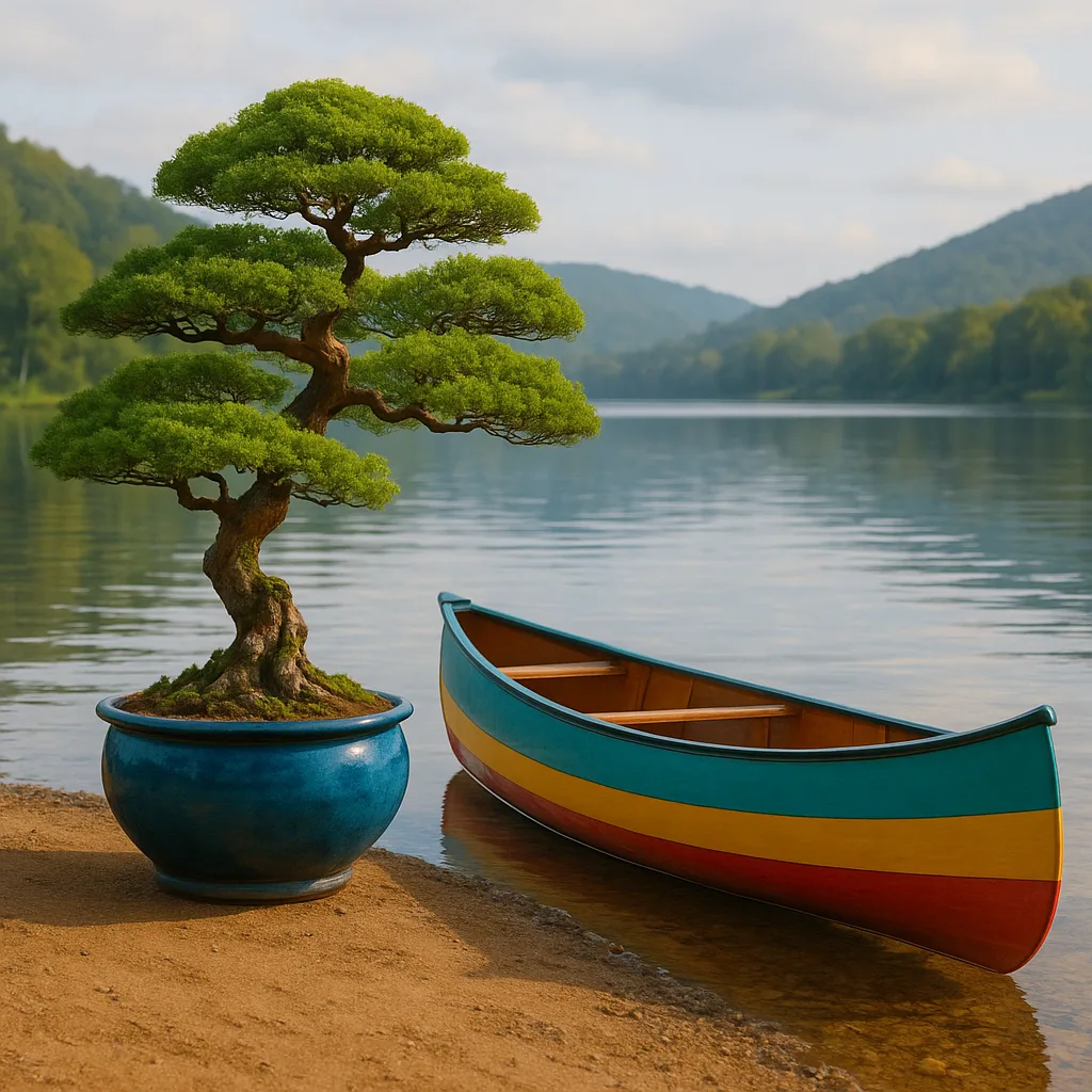 Lively Bonsai Tree in a Ceramic Pot