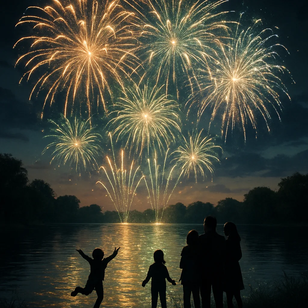 Captivating Display of Fireworks Illuminates the Twilight Sky in Shades