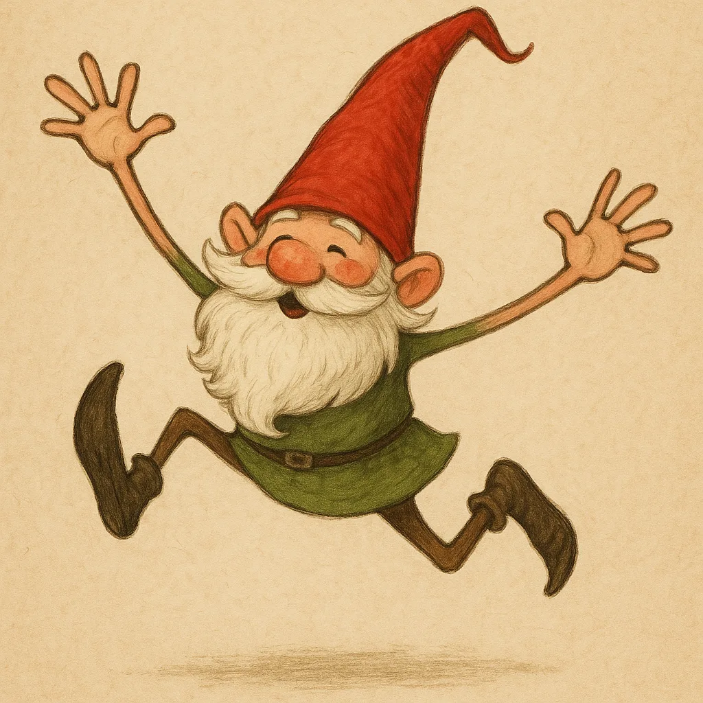 Whimsical Gnome with a Tall Red Hat