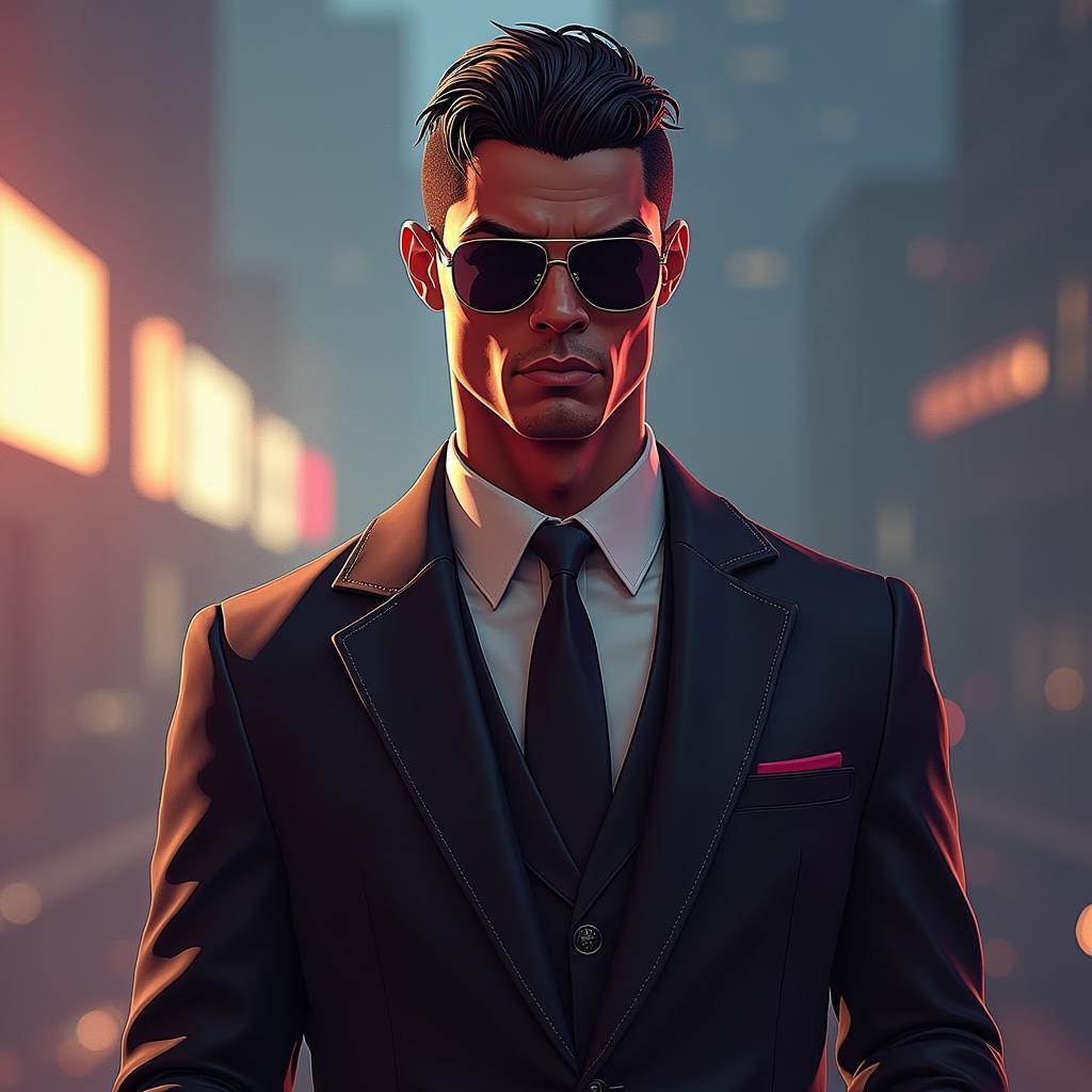 Cristiano Ronaldo as Cyberpunk Secret Agent