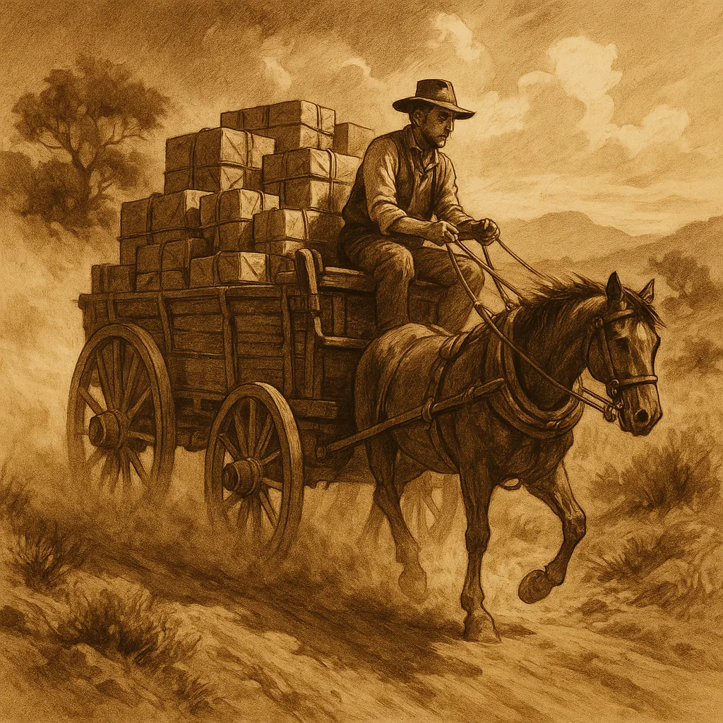 Rustic Wagon Pulled by Horses