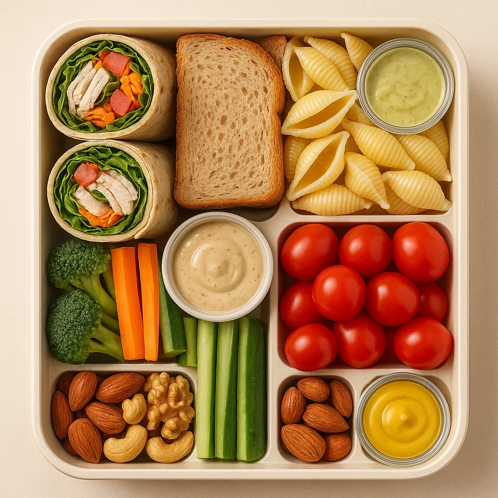 Neatly Arranged Bento Box with Wraps