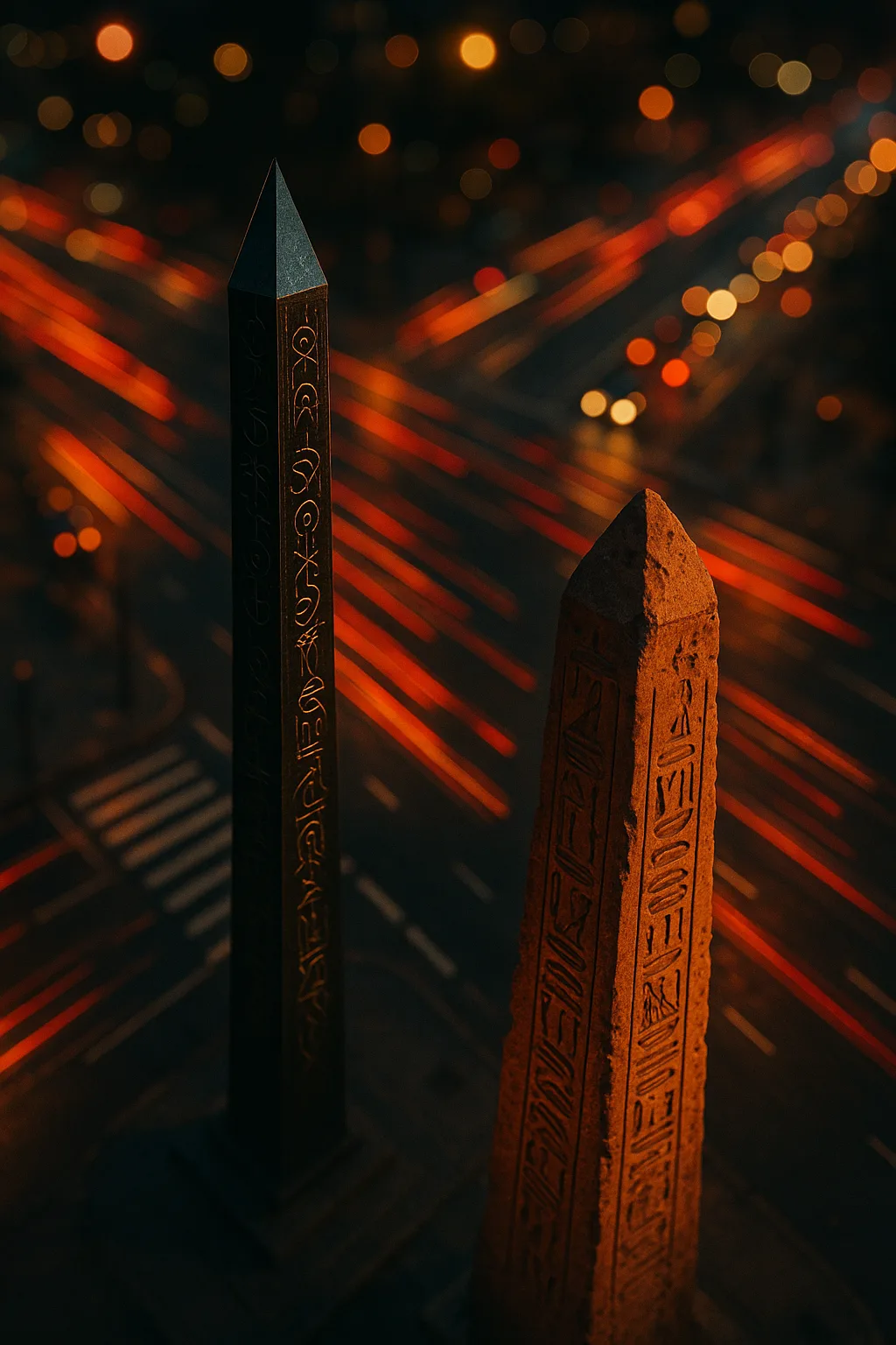Busy Urban Intersection at Night