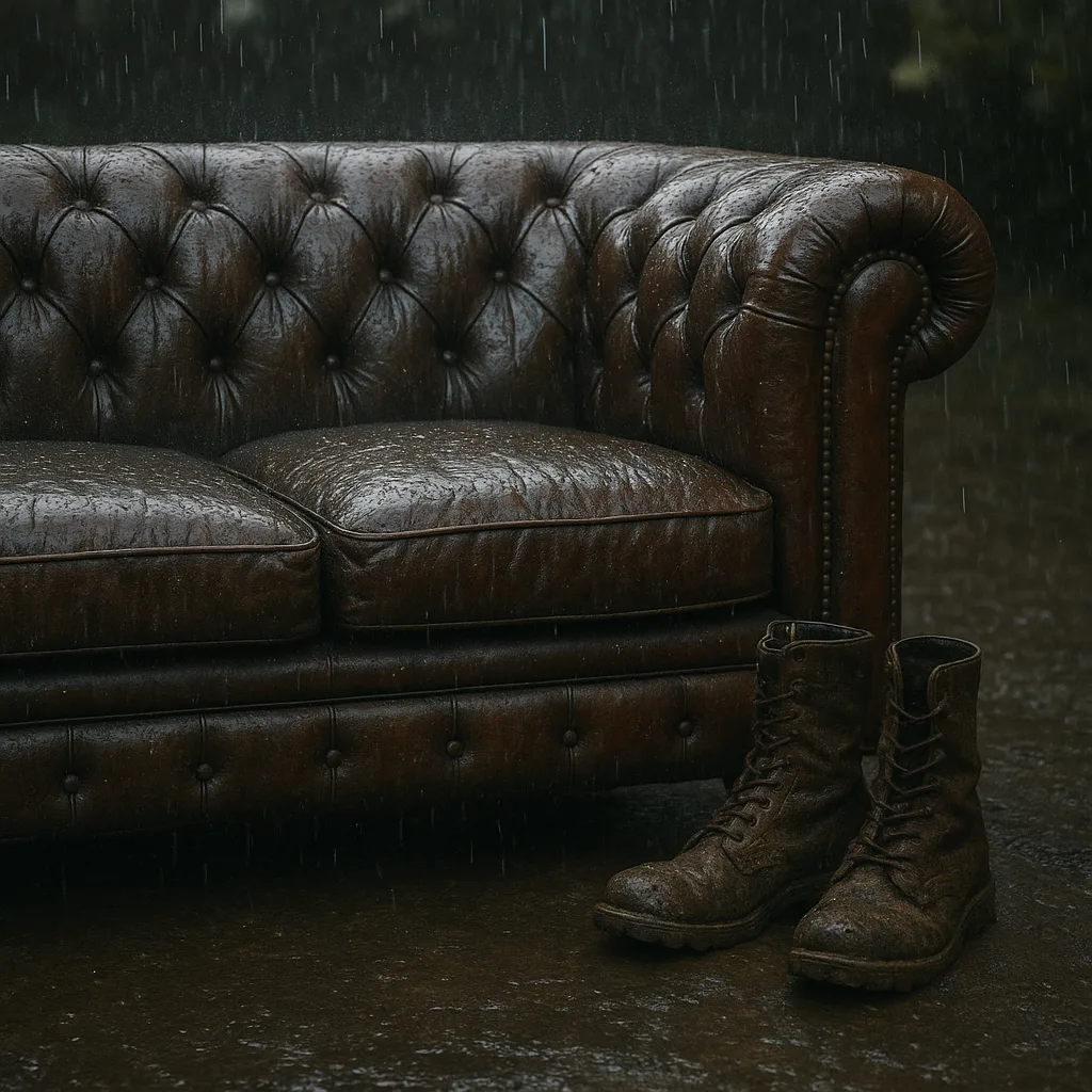 Leather Sofa Drenched by Rain