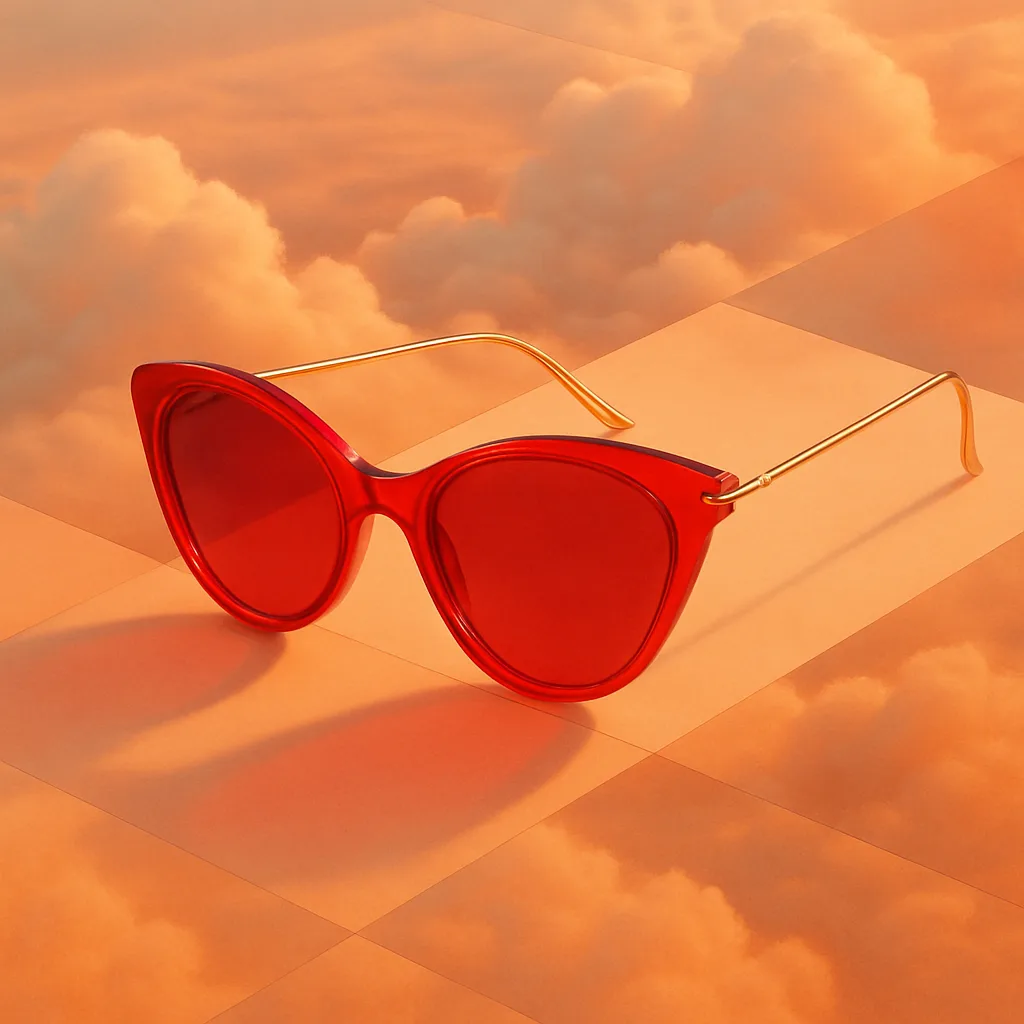 Vibrant Cherry-red Bohemian Sunglasses with Delicate Metal Temples